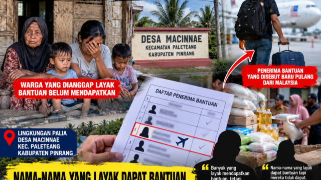 BANTUAN DIDUGA TAK TEPAT SASARAN DI PINRANG, WARGA SOROTI PENERIMA YANG DISEBUT BARU PULANG DARI MALAYSIA